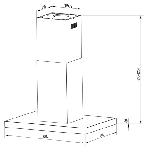 Máy Hút Mùi Đảo Bauer BIS 90CX - Treo Độc Lập - 1500m3/h