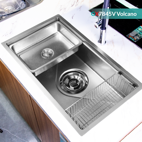 Chậu rửa bát GrandX GX7845V Volcano - Inox 304 Chống Xước 780mm