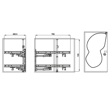 Phụ kiện tủ góc Hafele OLLA MOVE 541.01.804 | Sơn phủ Nano xám