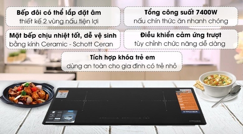 Bếp từ đôi Kocher DI-806GE02 nhập Đức - Schott Ceran EGO - Inverter mạch G5