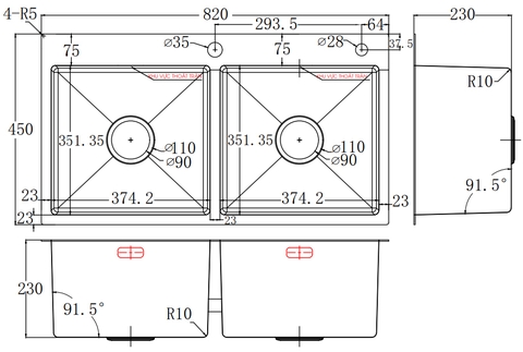 Chậu rửa bát phủ Nano bạc kháng khuẩn FS 8245HB