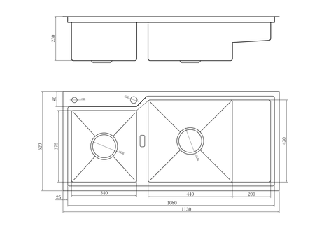 Chậu rửa bát Nobinox Razia NJ575 - Size Đại 1130mm, Inox 304 POSCO
