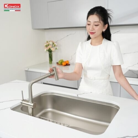 Vòi rửa bát Konox Volta Nickel - Dáng chữ T