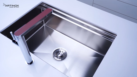 Chậu rửa bát Artinox Titanium NA885U - Size Đại 860mm, Lắp âm Ý