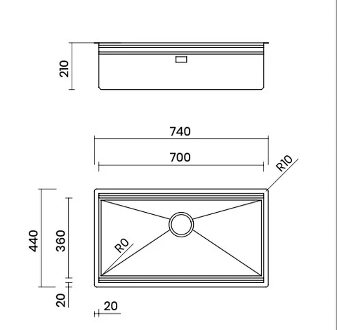 Chậu rửa bát Tasca Step NT644U - Gờ hạ bậc Slide, Nhập khẩu Ý