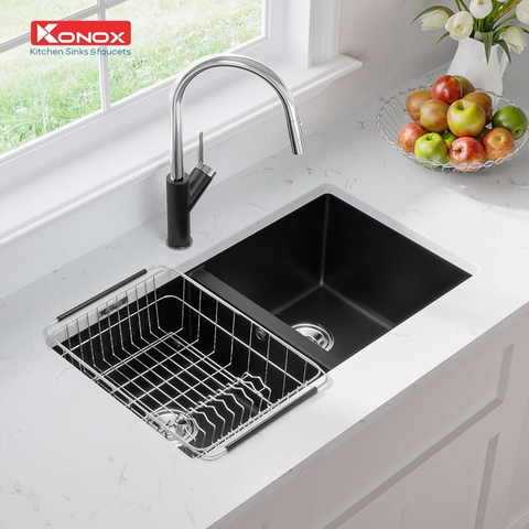 Chậu rửa bát đá Konox Veloci 760D Black