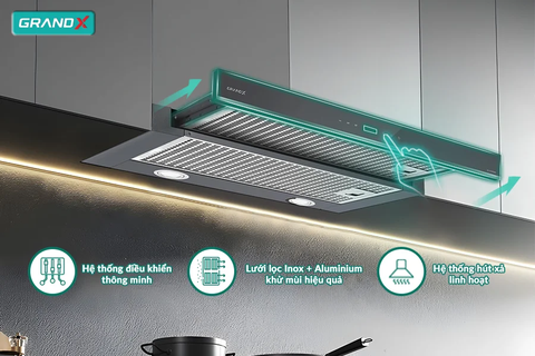 Hút mùi âm tủ GrandX GX H70F58G - 950m³/h - Thiết kế gọn, công suất mạnh