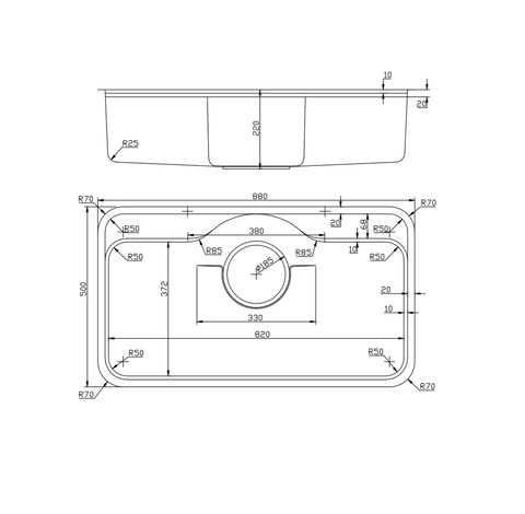 Chậu rửa bát 1 hố Nobinox ROSA NN995D - Kích thước lớn 880mm