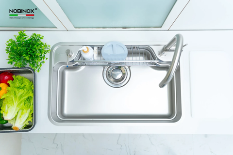 Chậu rửa bát 1 hố Nobinox LIKEN NL790D - Vân vải - 800mm