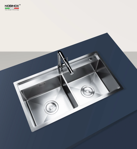 Chậu rửa bát Nobinox Lumia NJ508D - Inox 304 Posco, Hạt Linen Chống Xước