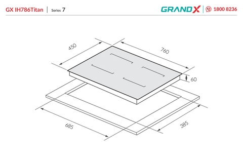 Bếp từ đôi GrandX GX IH786Titan mặt kính Nano Titan.