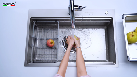 Chậu rửa bát 1 hố Nobinox LIRA NJ560D - Bề mặt Linen chống xước