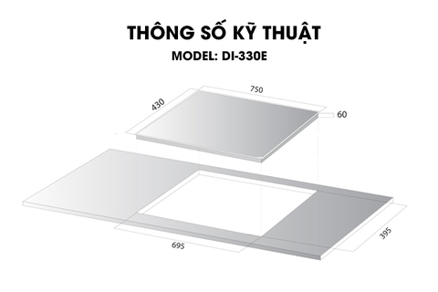 Bếp từ đôi KOCHER DI-330E - Nhập khẩu Hàn Quốc - Thiết kế viền Aluminum