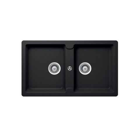 Chậu đá Hafele HS19-GEN2S90 570.36.300 – Chậu rửa bát 2 hố màu đen, chất liệu Granstone