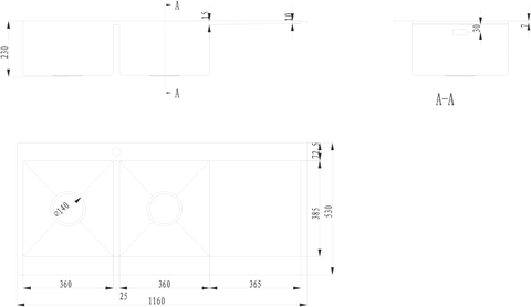hậu rửa bát Nobinox Liken NL749 - 2 hố cân có bàn chờ, Inox Posco