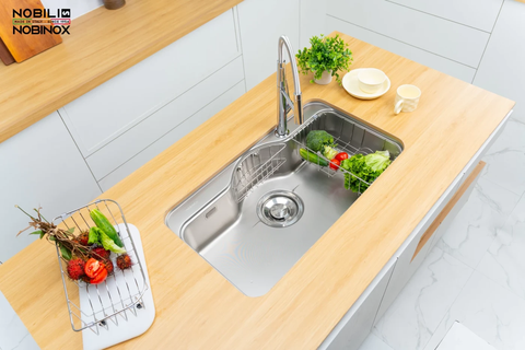 Chậu rửa bát 1 hố Nobinox ROSA NN995D - Kích thước lớn 880mm