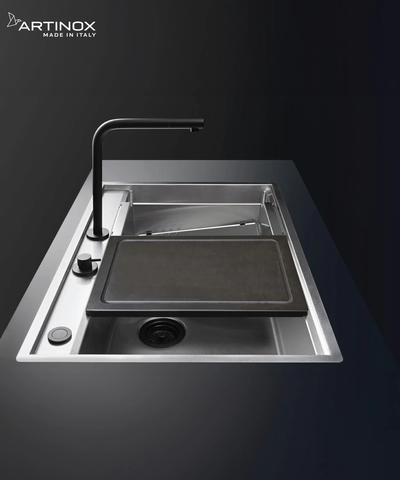 Chậu rửa bát Artinox Newgo NA830 - Size Đại 850mm, Nút nhấn On-Off