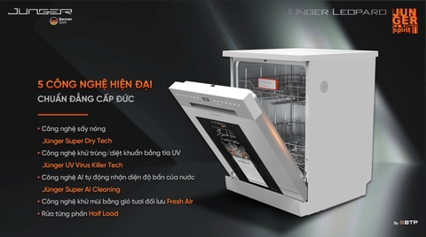 Máy rửa bát Junger 140 DWJ-140 | 15 bộ, AI thông minh, sấy khô tuyệt đối