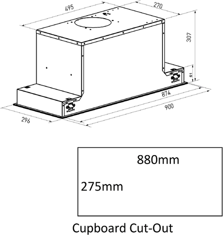 Máy hút mùi âm tủ Canzy CZ-68DT - Công suất 1250m3/h