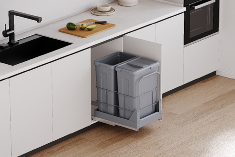 Thùng rác đôi GrandX XW.D40M1 42L cỡ lớn lắp âm tủ