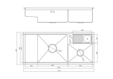 Chậu rửa bát Nobinox Razia NJ577 - 2 hố lệch Size Đại, Tích hợp Xịt cốc