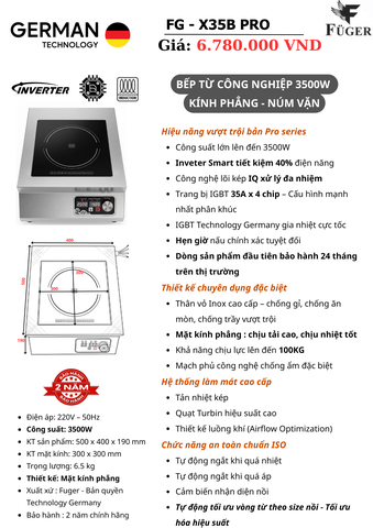 Bếp từ công nghiệp Fuger FG X35B Pro - 3500W