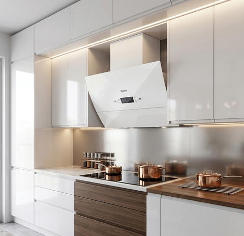 Máy Hút Mùi Binova BI-66Luxury-70 Kính Vát Trắng 70cm