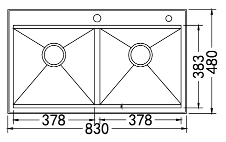 Chậu rửa bát Nobinox Liken NL785 - 2 hố cân, Inox 304 Posco
