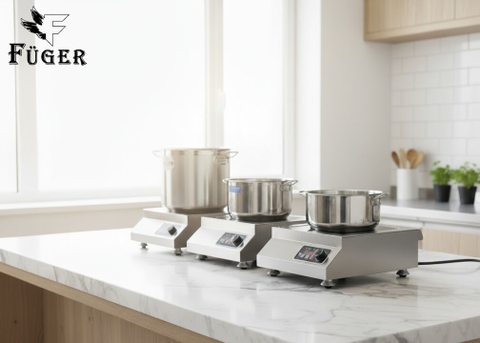 Bếp từ công nghiệp Fuger FG 775B Plus 5000W – IGBT Đức kép – Sôi liu riu – Bản Plus 2025