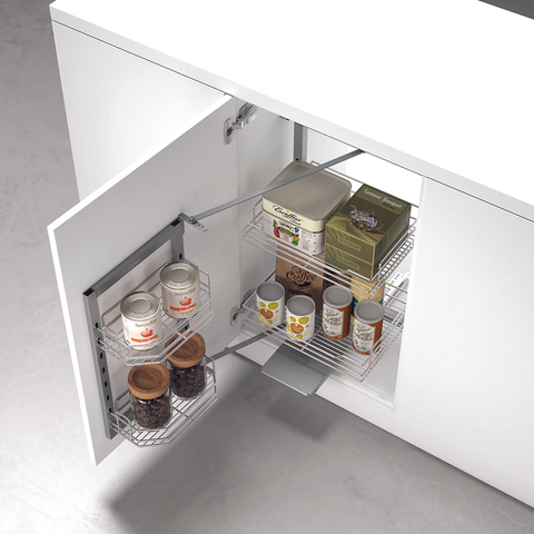 Rổ tủ đồ khô Hafele DOLCE 548.65.006 | 2 Tầng Inox 304 Cánh Mở Xoay