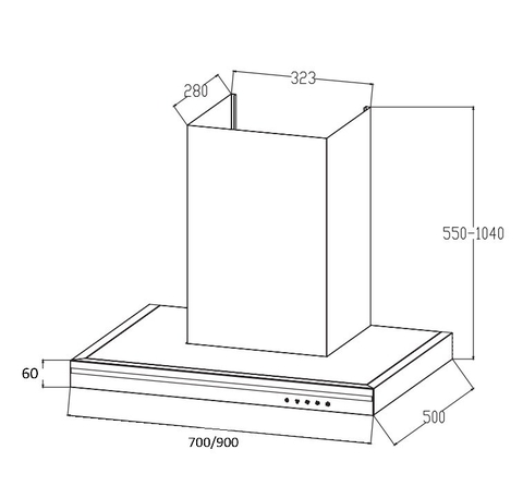 Máy hút mùi Canzy CZ-HE90BK - chữ T 900mm