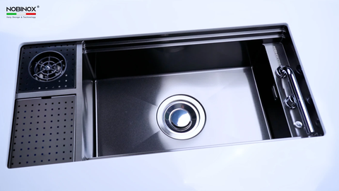 Chậu rửa bát Nobinox LUMIA NJ511B - 980mm, PVD Đen, 1 Hố Size Đại