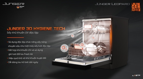 Máy rửa bát Junger JG Leopard DWJ-183-VG 15 bộ Sấy UV - AI Plus