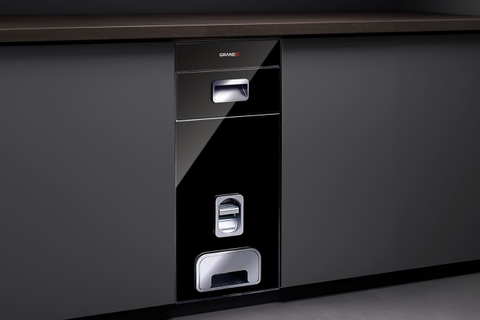 Thùng gạo GrandX XR.G301B mặt kính cường lực đen dung tích 25kg