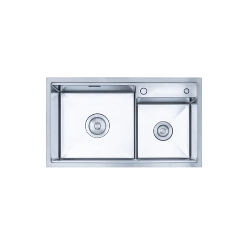 Chậu rửa bát Nobinox Lumia NJ507D - 2 hố lệch, Hạt Linen chống xước