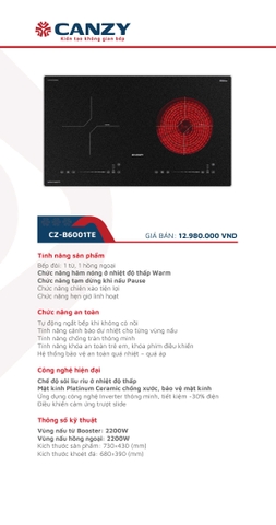Bếp điện từ Canzy CZ-B6001TE - Inverter - Kính nhám chống xước 2026