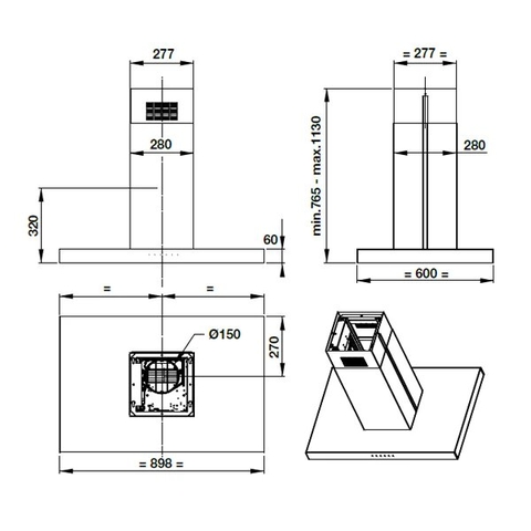 Máy hút mùi đảo Hafele HH-IS90A 539.81.715