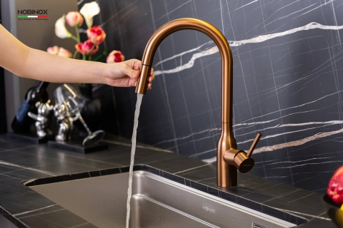 Vòi rửa bát dây rút Nobinox Aqua NX662T