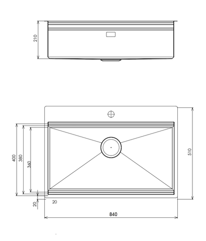 Chậu rửa bát Tasca Step NT685T - Size Đại 840mm, Gờ Slide, Nhập Ý