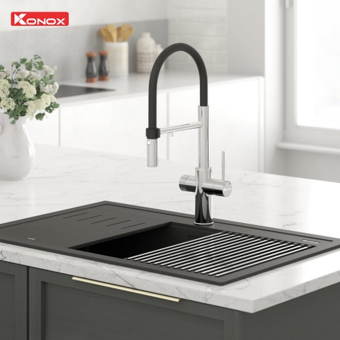 Vòi rửa bát Konox Combi Chrome - Thân mềm 3 đường nước