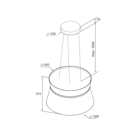 Máy hút mùi đảo Malloca SOPHIE K500W - Nhập khẩu Ý