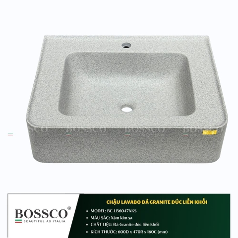 Chậu Lavabo Đá Granite Đúc Liền Khối BOSSCO BC-LB6047XKS