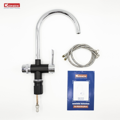 Vòi rửa bát Konox Trim-Water Black - 3 đường nước