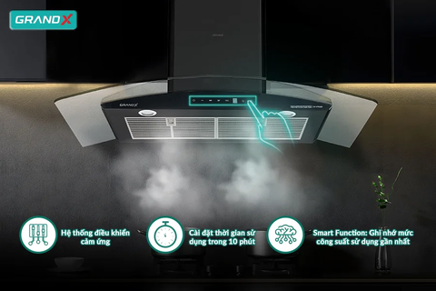 Hút mùi kính cong GrandX GX H90C62M - 1050m3/h Premium