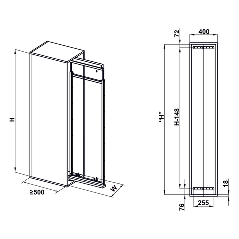 Rổ tủ đồ khô cánh kéo Hafele DOLCE 548.65.005 | Inox 304 cao cấp