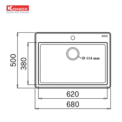 Chậu rửa bát đá Granite Konox Ruvita 680 Grey