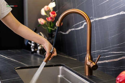 Vòi rửa bát dây rút Nobinox Aqua NX662T