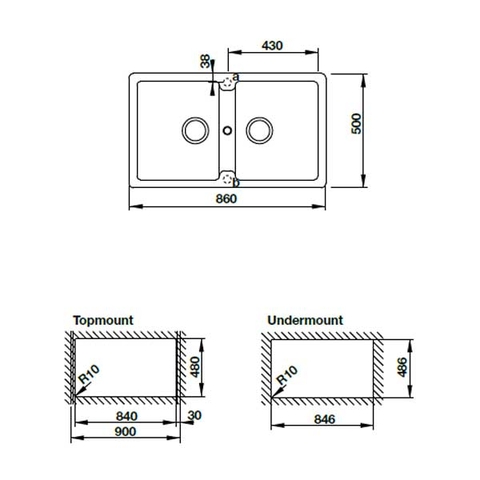 Chậu đá Hafele HS19-GEN2S90 570.36.300 – Chậu rửa bát 2 hố màu đen, chất liệu Granstone