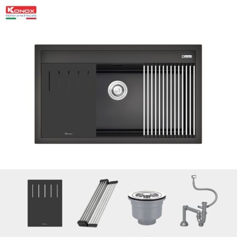 Chậu rửa bát đá Granite Konox Sink Terra 860S Black cao cấp