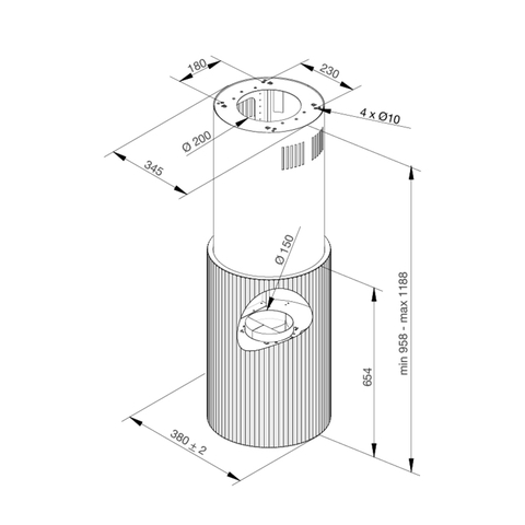 Máy hút mùi đảo Malloca Monogold K382G - Nhập khẩu Ba Lan